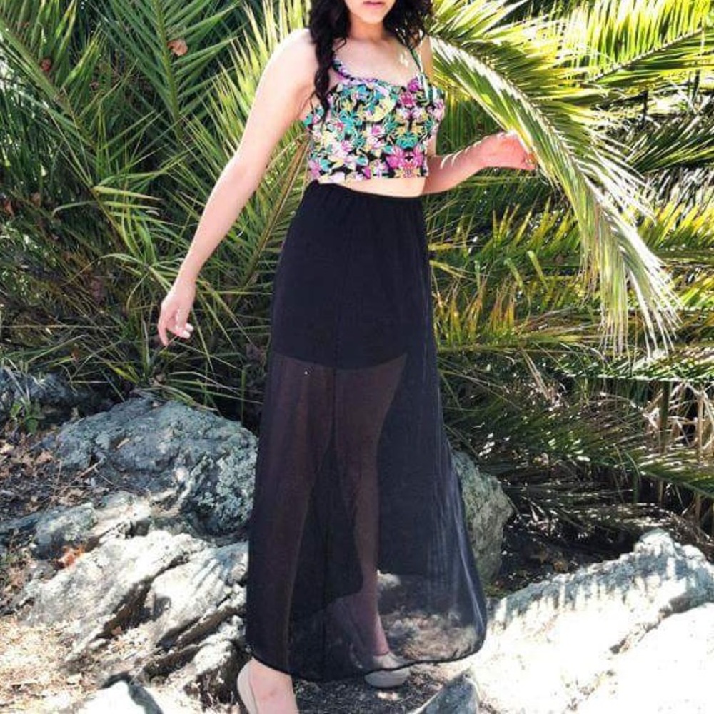 See through dressy Black Skirt